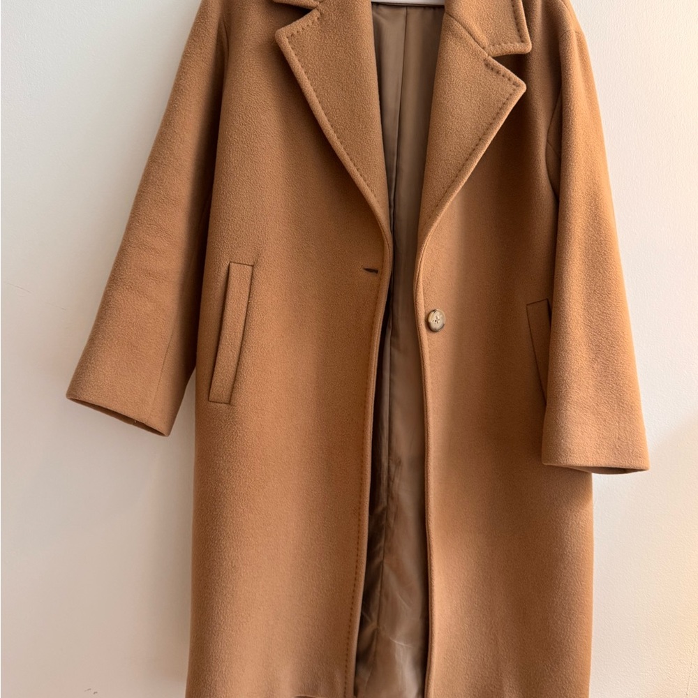 Wilfred Camel Wool-Blend Single-Button Trench Coat - image 2